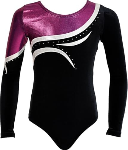 GymStern Turnanzug Albina – Mädchen Langarm Gymnastikanzug | Gymnastik-Trikot/Turnbody aus Samt für Turnen & Gymnastik mit Rundhalsausschnitt – Made in Germany