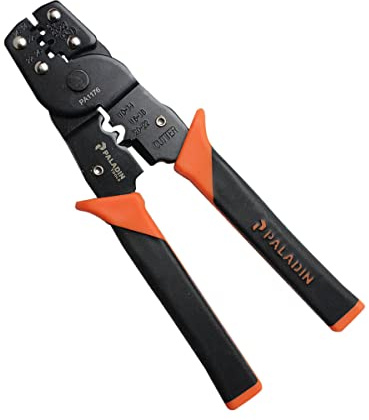 Paladin Tools Electrical Lug and Terminal Crimper - Crimp Computer Pins and Sockets, Insulated Connectors, Telephone Piercing Spade Lugs, Open Barrel Connectors, Non-Insulated Terminals