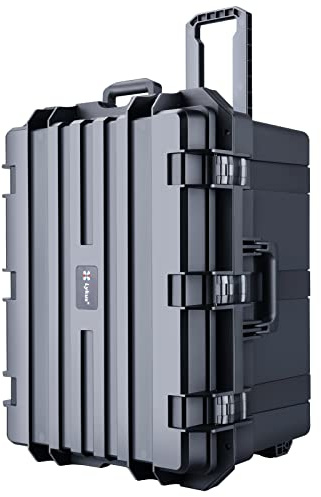 Lykus HC-6540 Rollbarer Schaumstoffkoffer, Innengröße 58,5x42x36cm | IP67 wasserdicht, steckbarer Schaum, geeignet für Kameras, Objektive, elektronische Geräte und mehr