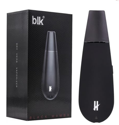 BLK Black Mamba Dry Herb Vaporizer, New & Improved 2024 Edition! ! 5 Temp Settings, Ceramic Chamber, Glass Air Path, Discreet Ergonomic Design (No Nicotine)