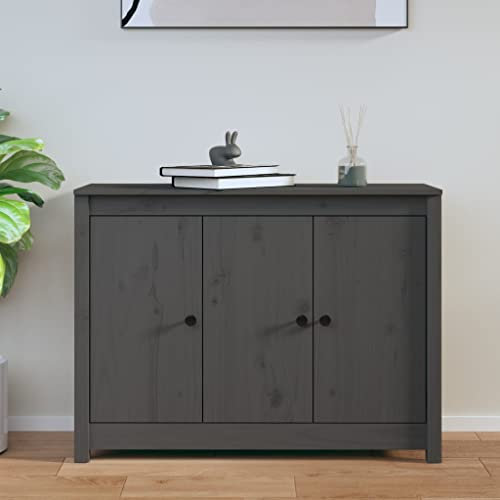 HETFTJN Sideboard, Mehrzweckschrank Barschrank Eckschrank Aufbewahrungsschrank Geeignet für Office Küchenzeile Dorm Wohnzimmer Grau 100x35x74 cm Massivholz Kiefer
