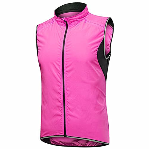 SMTSEC Ciclismo Chaleco Hombres Mujeres Correr Chaleco Reflectante Ciclismo Chaqueta Sin Mangas Impermeable a Prueba De Viento MTB Chalecos Ligero Mountain Bike Chaleco para Ciclismo Jogging,Pink-L