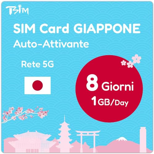Carte SIM japonaise 8 jours 1 Go/jour | Activation automatique | Réseau 5G avec Tethering / Hotspot / Partage Internet