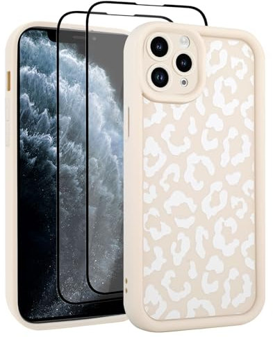 UZEUZA Compatible with iPhone 11 Pro Max Case, Cheetah Print Shockproof Soft TPU Protective Case for Women Girls, Slim Anti Scratch Leopard for iPhone 11 Pro Max 6.5 Inch,White
