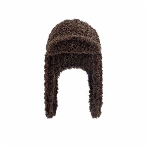 GIBZ Winter-Trappermütze Kunstfell Winddichte Russische Winter Mütze Wintermütze Herren Damen Fliegermützen mit Ohrenklappen Braun (56-58cm)
