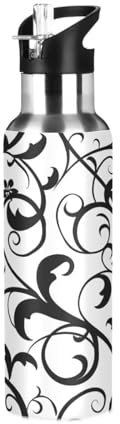 Waassud Water Bottle Vintage Floral Insulated Water Bottle Stainless Steel with Straw Sports Water Bottle bike Water Bottle 32 oz