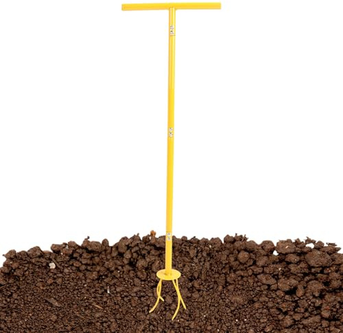 Yplkm Attrezzo da giardinaggio, coltivatore a mano, strumento da giardino, manico a T, utensile da giardino, fresa manuale, strumento ergonomico per rimuovere , per fiori, arbusti, cespugli