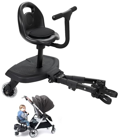 Tabla universal 2 en 1 para cochecito, accesorio para cochecito infantil con asiento de sillín y plataforma de pie, rápido y fácil de usar, diseño de seguridad 2025