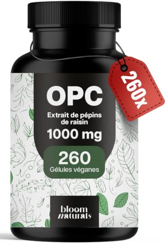 OPC Traubenkernextrakt Hochdosiert - 260 Kapseln mit 75% reinem O.P.C je 1000 mg pro 2 Kapseln - Vegan & Produziert in Deutschland - Verpackung kann variieren