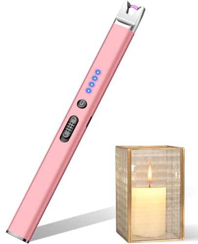 LcFun Lichtbogen Feuerzeug Elektrisch, Typ C Aufladbar Elektrisches Feuerzeug, Winddicht Lang Stabfeuerzeug USB Aufladbar, Plasma Feuerzeuge für Küche Herd Camping, Kamin Feuerwerk (Rosa)