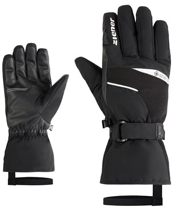 Ziener GALERIUS-Z Guanti da sci/sport invernali da uomo | Gore-Tex, polsino lungo, senza PFC, nero, bianco, 8,5