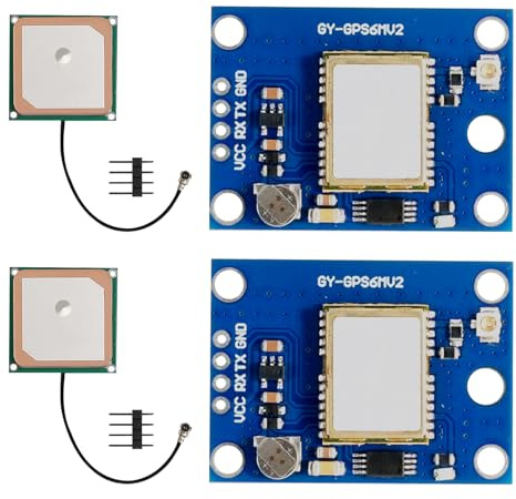 RUIZHI GPS Modulo, GY-NEO-6MV2 Modulo di controllo di volo GPS 3V-5V, GP-S antenna con antenna ceramica Compatibile con Arduino EEPROM APM 2.5 y vari module di controllo di volo(2 Pezzi)