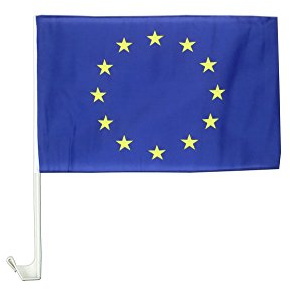 AZ FLAG Autofahne Europäische Union 45x30 cm Europa Mesh-Polyester Saugnapf | Für außen Autoflagge genähte wetterfeste Ausführung mit Kunststoffstab