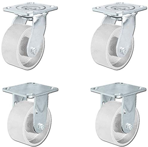 CasterHQ - 4 x 2 Steel Wheel Casters | Set of 4 Casters 2 Swivel and 2 Fixed Casters | 700 lbs Per Caster - 2,800 lbs Capacity Per Set of 4 | (4 Pack) Great for Tool Boxes