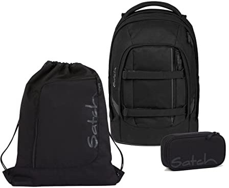 satch Pack Schulrucksack Set 3tlg. mit Schlamperbox und Sportbeutel (Blackjack)