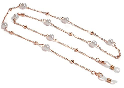 DNLKWGO Lesebrille Retainer Brillenketten Brillenhalter Kette Sonnenbrillenband Halter für Frauen, rose gold, One size