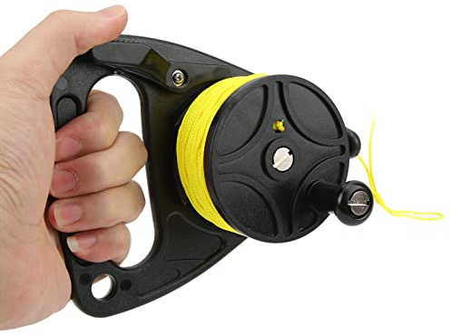 Bewinner Tragbare Tauchspule, 46 M / 150,9 Ft Scuba Dive Reel Kayak Anker mit Daumenstopper, für Unterwasser Taucher Wassersport