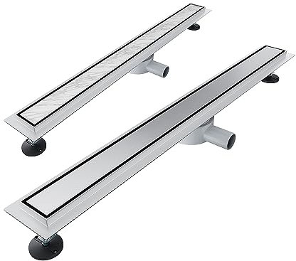 SIRHONA Caniveau Douche Italienne 100cm à carreler, Siphon de Sol Douche Italienne, Modèle 2 en 1, Acier Inoxydable