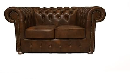 Chesterfield Sofa Class - The Chesterfield Brand | 2 Sitzer Sofa | 100% Leder, handgefertigt, Original Chesterfield | Breite 150 cm | Cloudy Hellbraun