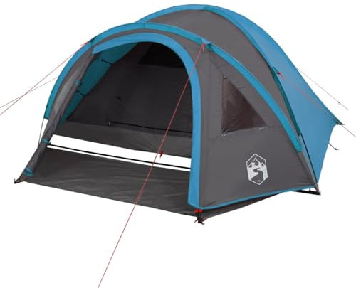 vidaXL Kuppelzelt, Campingzelt für 4 Personen Wasserdicht, Outdoor Zelt mit Abnehmbarem Überzelt Insektenschutz, Trekkingzelt Leicht Tragbar, Blau