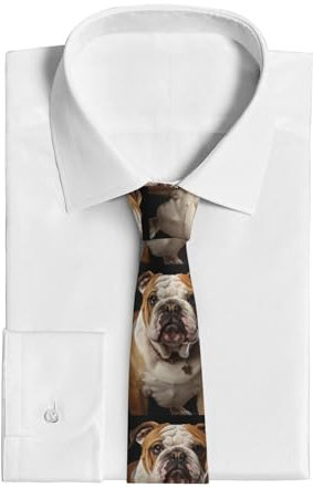 Dwrepo Klassische Herrenkrawatte, klassisch, leger, schmale Krawatte, Englischer Bulldoggen-Druck, Business-Krawatte für Party, Hochzeit, Schwarz, Einheitsgröße, Schwarz, EinheitsgröÃŸe