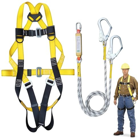 demaxiyad Arnés de seguridad anticaída, kit de protección contra caídas para arnés de seguridad - Arnés de seguridad para escalera | Arnés de seguridad de 5 puntos para el trabajo, arnés de seguridad
