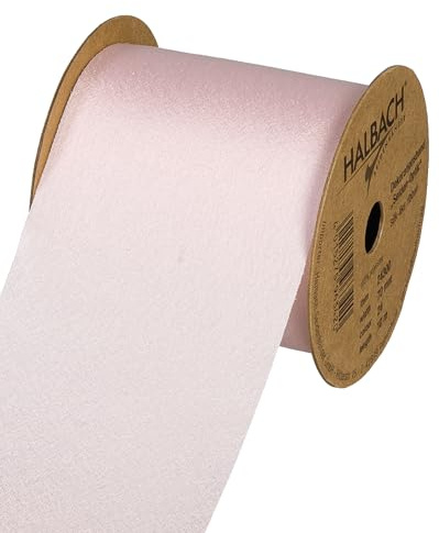 Halbach Seidenbänder Geschenkband Seiden-Optik (vegan) | Breite 70mm Länge 10m | Schleifenband mit dezentem Seidenglanz | Für festliche Anlässe | Farbe: hellrosa