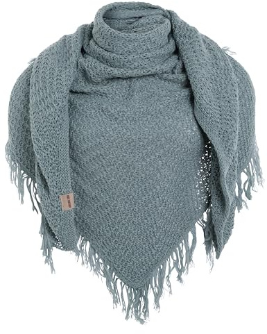 Knit Factory - Amber Trekantssjal - Stone Green - 190x85 cm