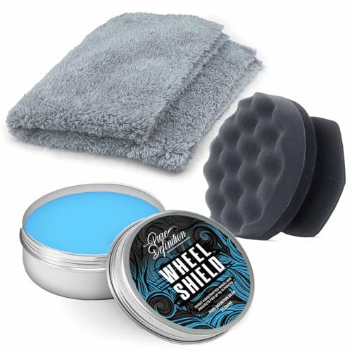 Wheel Shield Wax Car Alloy & Rim High Gloss Protection Paste Sealant Coating Pure Definition (50g + Hand Pad + Cloth)