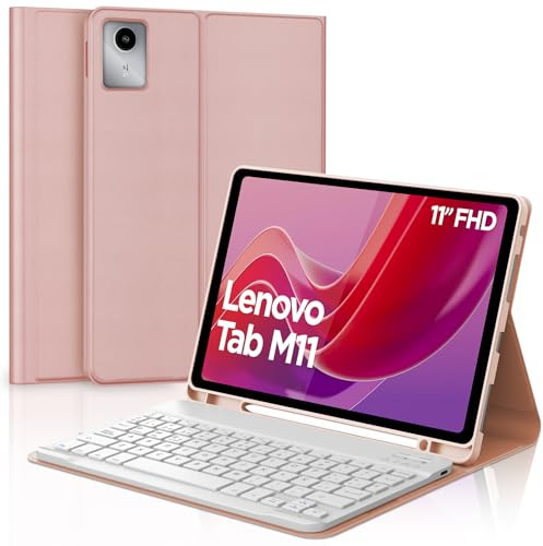 WINCHKING Funda Teclado para Lenovo Tab M11 11 Pulgadas 2024 | Desmontable Funda con Soporte, Magnético Bluetooth Teclado para Tablet Lenovo Tab M11 11 2024, QWERTY Español Ñ, Rosa