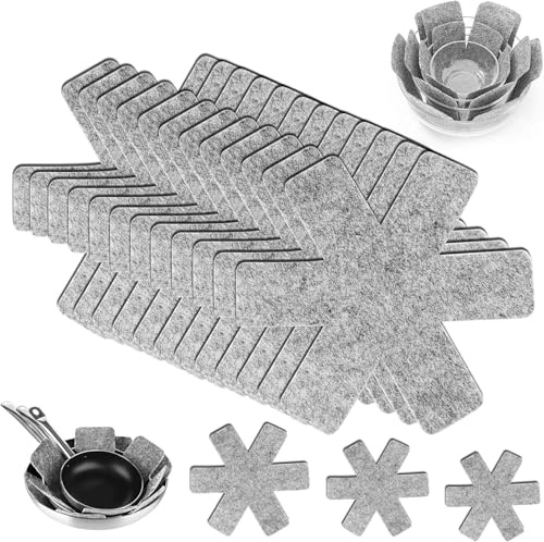 GUOYOU 12 Pcs Pot and Pan Protectors, 3 Size Saucepan Protectors | 26/35/38cm Stacking Pot Dividers Pads Adjustable Felt Thermal Insulation Mat, for Protecting and Separating Pot and Pan