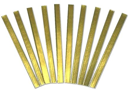 Verschlussstreifen 18cm lang Gold 1000 Stück Clipbänder Beutelverschlüsse | Aussen Papier und innen Draht, recyclebar, deutscher Hersteller, weitere Begriffe: Clipbandverschlüsse oder Drahtverschlüsse.