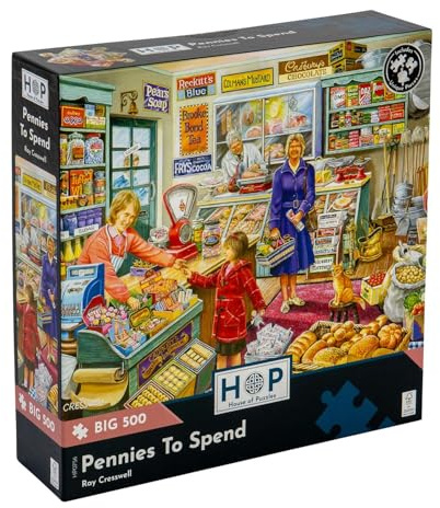 The House of Puzzles Pennies To Spend Jigsaw - Big 500 Piece Jigsaws For Adults, Extra Large Pieces, Artist Illustrated, Scenic Landscape, Deluxe Puzzle Gifts