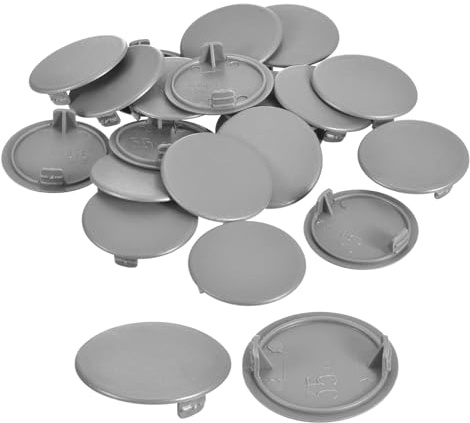 sourcing map 80Pcs Hinge Hole Covers, 35mm(1 3/8) Dia Plastic Concealed Hole Cover Round Flush Type Caps for Furniture Cabinet Cupboard, Grey