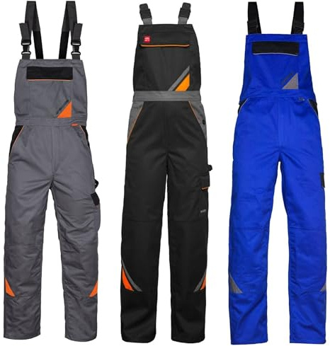 Art.Master Latzhose Herren Schwarz Größe 60 - strapazierfähige Arbeitslatzhose mit elastischem Bund Knieverstärkung und Stauraum - Männer Arbeitshose für Metallbau Azubis Instandhaltung Technik