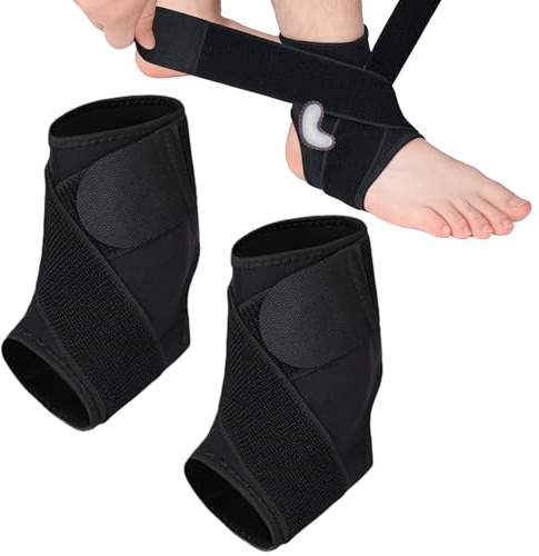 FALSKT 2PCS Tutore Caviglia Sportivo Cavigliera Ortopedica Elastica con Stabilisateur di Silicone Respirant Réglable Riduce il Dolore Previene Lesioni Legamenti M