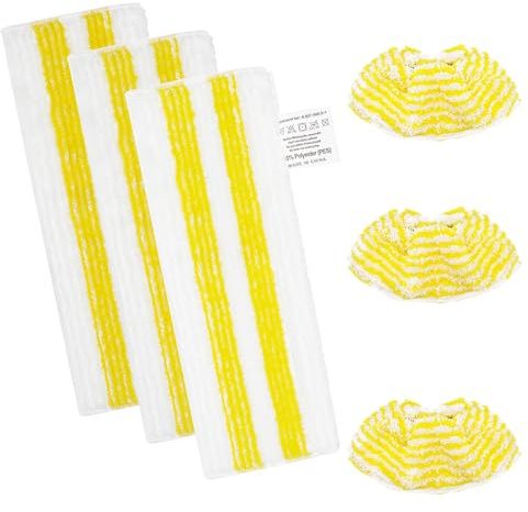 MIPIACE 6 Pièces Chiffons de Nettoyage en Microfibre pour Karcher SC1 SC2 SC3 SC4 SC5 Bonnette Microfibre Lingette 3 Chiffons de Sol + 3 Housses Bonnettes Microfibres Nettoyeurs à vapeur pour Vitre