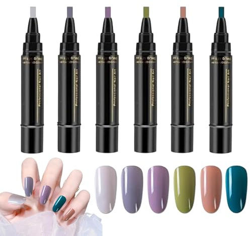Stylo Vernis À Ongles - 6 Couleurs Ensemble De Stylos À Ongles | Kit De Vernis À Onglerie Gel | Ensemble De Stylos Pour Laque À Onglerie Gel En Une Étape Pour Salon À Domicile Pour Femmes
