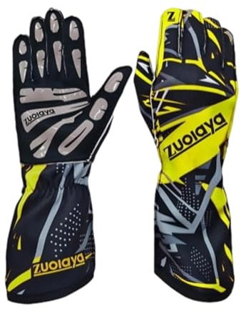 Amagogo Guantes de karting antideslizantes, protección y comodidad para adultos, transpirables, largos, para volante y, Amarillo