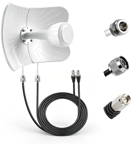 4G 5G Antenne Outdoor,NAVESO 1710-4200MHz LTE Antenne,Dual Band 19dBi Gain Antennens & Signalverstärker kompatibel mit Router 5G 4G, LTE Mimo Antennas mit SMA/TS9 Kabel 2 x 10M