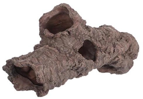 UTHCLO Reptil Gömställe i Harts med Akvariumlandskapsdekor och Terrariedekoration Säkert Simulerat Trädstamsgömställe för Små och Reptiler Lätt att Rengöra och Giftfritt