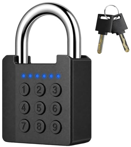 6-Digit Heavy Duty Combination Padlock Outdoor with Key Backup, Diyife 55.1mm IPX5 Waterproof Push Button Electronic Lock with 8mm Hardened Steel Shackle for Garage,School,Gate,Shed,Gym Locker,Cabinet
