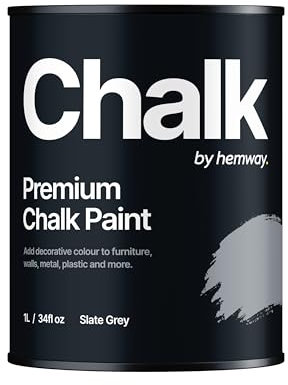 Chalk Paint Slate Grey Furniture Paint 1L, Matt Finish Shabby Chic, Chalk Furniture & Walls, Quick Dry & 1 Coat, Hemway