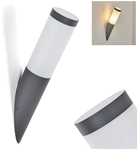 Lámpara de pared de exterior Sessa, moderna lámpara de exterior de metal/acero inoxidable en antracita/blanco, para terraza/patio/zona de entrada, 1 x E27, iluminación de jardín IP44, sin bombilla(s)