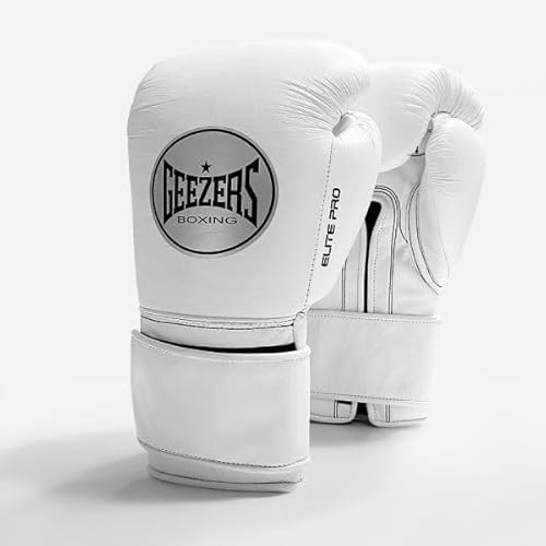 Geezers Boxing Elite Pro 2.0 Hook & Loop Sparring/Training Gloves - Mens, Womens Boxing Hook & Loop gloves - sparring gloves - ideal for heavy duty punch bags (White, 16oz)
