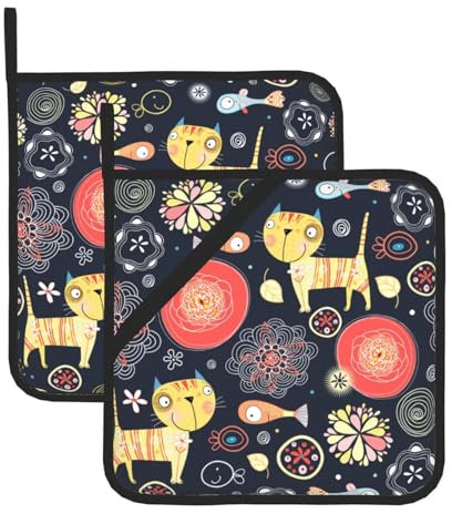 Simpatico Set di Presine per Gatti - 2 Presine Resistenti al Calore per Cucina e Bancone