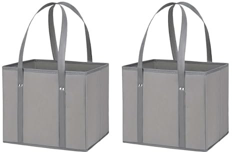 Xafrstyu Einkaufstasche Faltbar, Wiederverwendbare Einkaufstasche, Tabiler großer Einkaufskorb mit Verstärktem Boden, Einkaufstasche mit langem Henkel perfekt als Tote Bag (2 Stück)