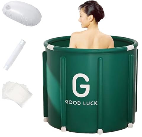 Mobile Baignoire Pliable with Drain Hose, Baignoire Familiale Professionnelle, pour Bain Chaud et Bain a Glace, Gain de Place, pour Petite Salle de Bain