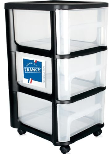 Schubladenschrank mit Rollen 3 transparenten Schubladen Rollcontainer aus Kunststoff Rollwagen Rollschrank