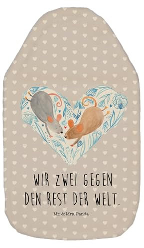 Mr. & Mrs. Panda Wärmflasche Mäuse Herz - Geschenk, Wärmflaschenbezug, Liebespaar, Kinderwärmflasche, Ehefrau, Körnerkissen, Liebe, Wärmekissen,